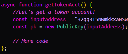 getTokenAccount Sample